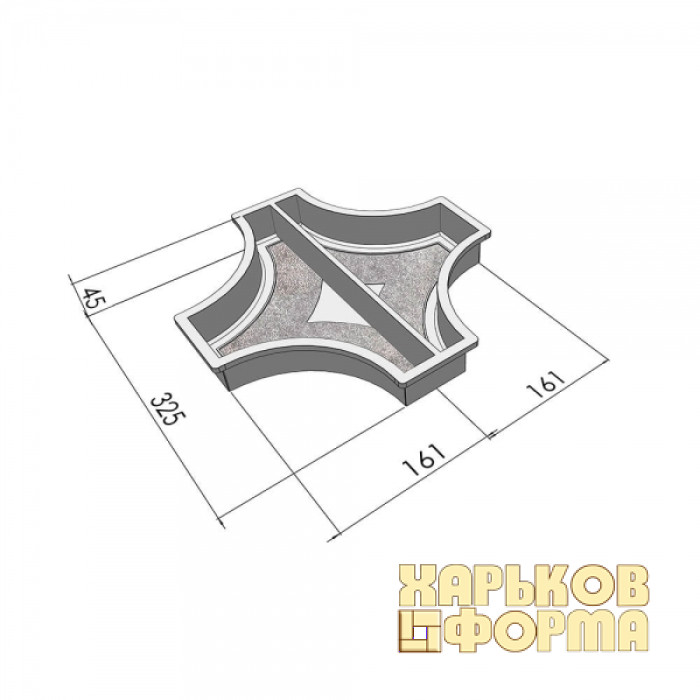 Форми для тротуарної плитки h45 Рондо Хрест великий половинки